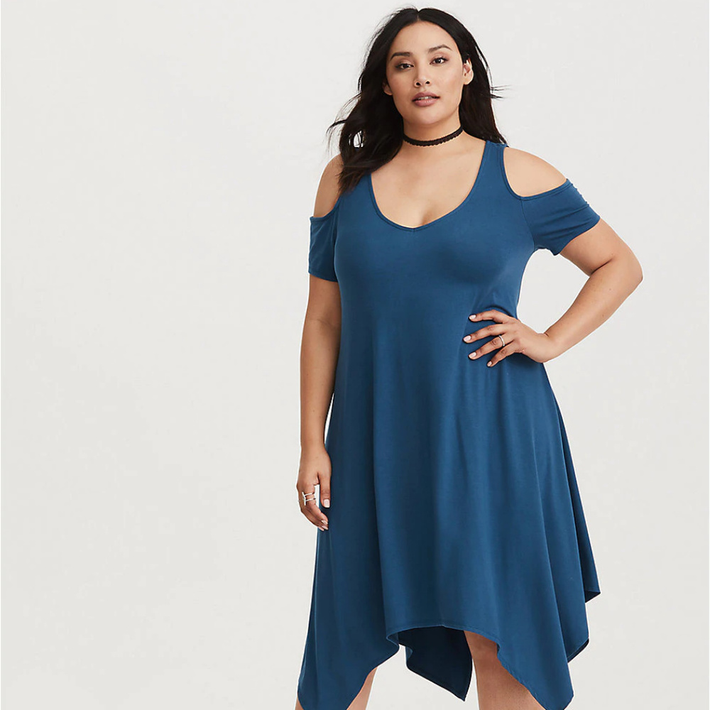 Torrid Teal Jersey Cold Shoulder Dress size 1